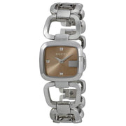  Shop Authentic Gucci G Gucci Brown Dial Silver Steel Strap Watch For Women - YA125503 - Luxxuri