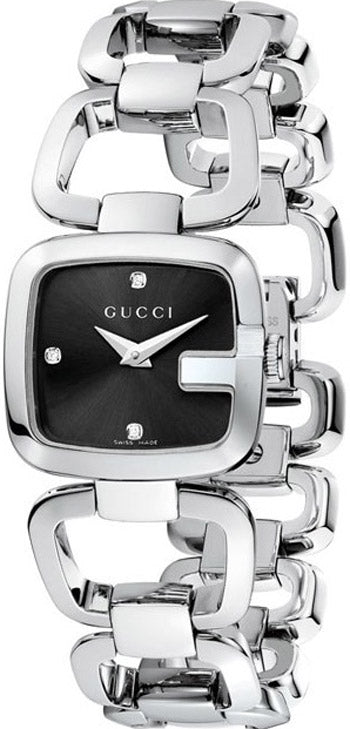  Shop Authentic Gucci G Diamonds Black Dial Silver Steel Strap Watch For Women - YA125509 - Luxxuri