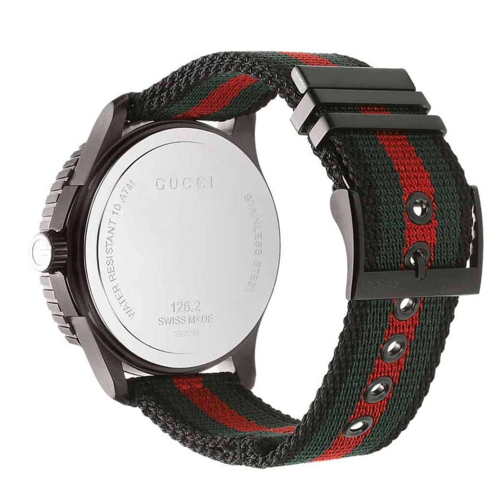  Shop Authentic Gucci G Timeless Sport Black Dial Two Tone NATO Strap Watch For Men - YA126229 - Luxxuri