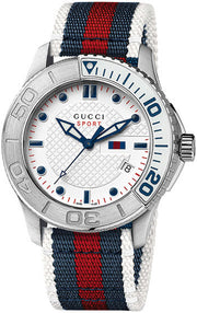  Shop Authentic Gucci G Timeless White Dial Two Tone Nylon Strap Watch For Men - YA126231 - Luxxuri