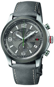  Shop Authentic Gucci G Timeless Chronograph Grey Dial Grey Leather Strap Watch For Men - YA126242 - Luxxuri