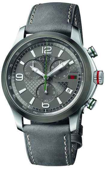  Shop Authentic Gucci G Timeless Chronograph Grey Dial Grey Leather Strap Watch For Men - YA126242 - Luxxuri