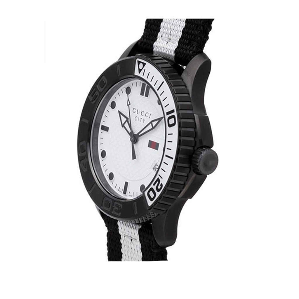  Shop Authentic Gucci G Timeless XL White Dial Two Tone NATO Strap Watch For Men - YA126243 - Luxxuri