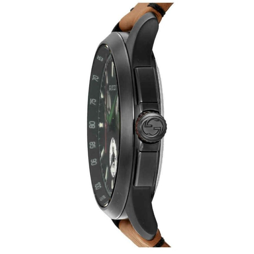  Shop Authentic Gucci G-Timeless Chronograph Black Dial Brown Leather Strap Watch For Men - YA126271 - Luxxuri