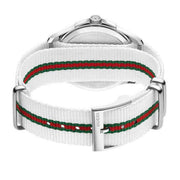  Shop Authentic Gucci G Timeless Quartz White DIal White NATO Strap Watch For Men - YA126322 - Luxxuri