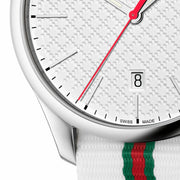  Shop Authentic Gucci G Timeless Quartz White DIal White NATO Strap Watch For Men - YA126322 - Luxxuri