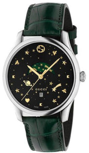  Shop Authentic Gucci G-Timeless Black Dial Green Leather Strap Unisex Watch - YA126326 - Luxxuri