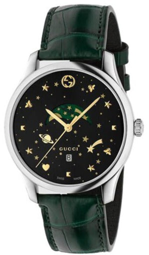  Shop Authentic Gucci G-Timeless Black Dial Green Leather Strap Unisex Watch - YA126326 - Luxxuri