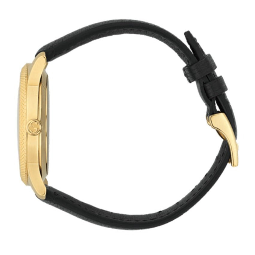  Shop Authentic Gucci Eryx Automatic Chevron Gold Dial Black Leather Strap Watch For Men - YA126340 - Luxxuri