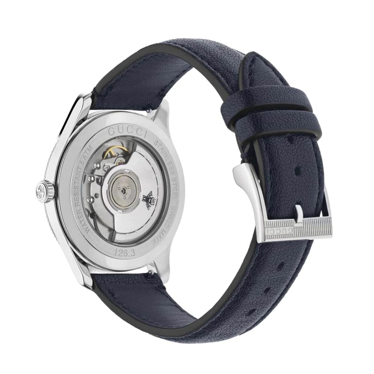  Shop Authentic Gucci G Timeless Automatic Blue Dial Black Leather Strap Watch For Men - YA126347 - Luxxuri