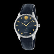  Shop Authentic Gucci G Timeless Automatic Blue Dial Black Leather Strap Watch For Men - YA126347 - Luxxuri
