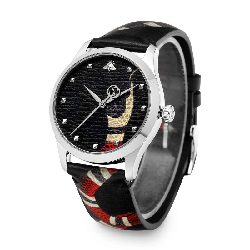  Shop Authentic Gucci Le Marche Des Merveilles Black Dial Black Leather Strap Unisex Watch - YA1264007 - Luxxuri