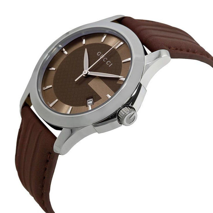  Shop Authentic Gucci G Timeless Quartz Brown Dial Brown Rubber Strap Watch For Men - YA126403 - Luxxuri