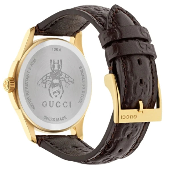  Shop Authentic Gucci G Timeless Quartz Brown Dial Brown Leather Strap Watch for Men - YA1264035 - Luxxuri