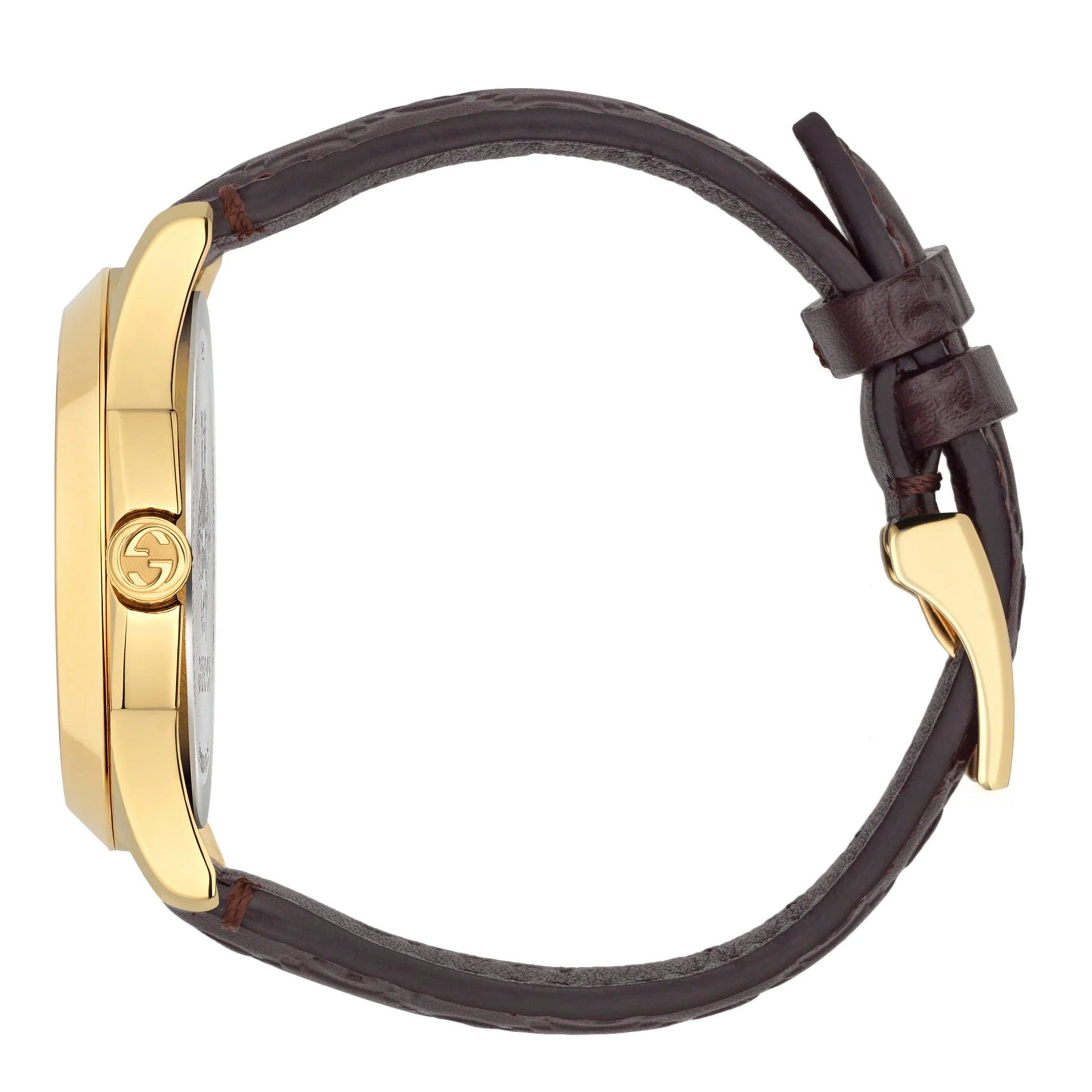  Shop Authentic Gucci G Timeless Quartz Brown Dial Brown Leather Strap Watch for Men - YA1264035 - Luxxuri