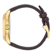  Shop Authentic Gucci G Timeless Quartz Brown Dial Brown Leather Strap Watch for Men - YA1264035 - Luxxuri