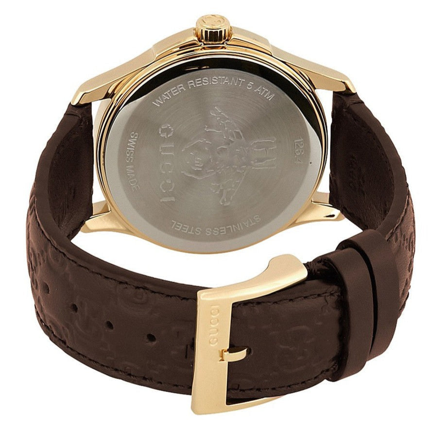  Shop Authentic Gucci G Timeless Quartz Brown Dial Brown Leather Strap Watch for Men - YA1264035 - Luxxuri
