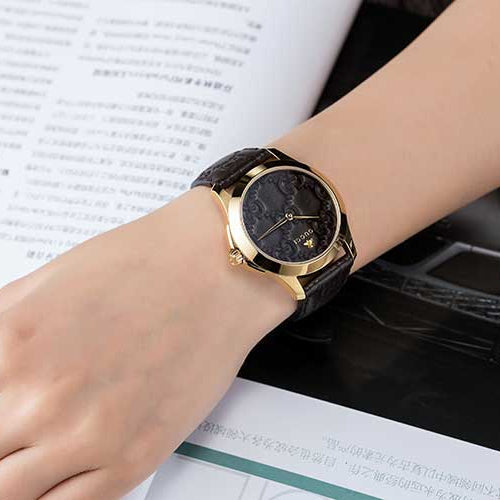  Shop Authentic Gucci G Timeless Quartz Brown Dial Brown Leather Strap Watch for Men - YA1264035 - Luxxuri