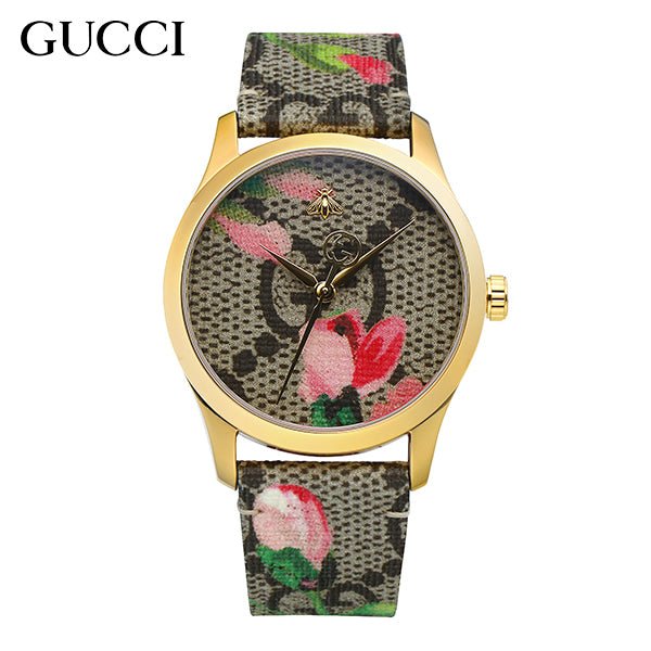  Shop Authentic Gucci G Timeless Floral Brown Dial Brown Leather Strap Watch For Women - YA1264038 - Luxxuri