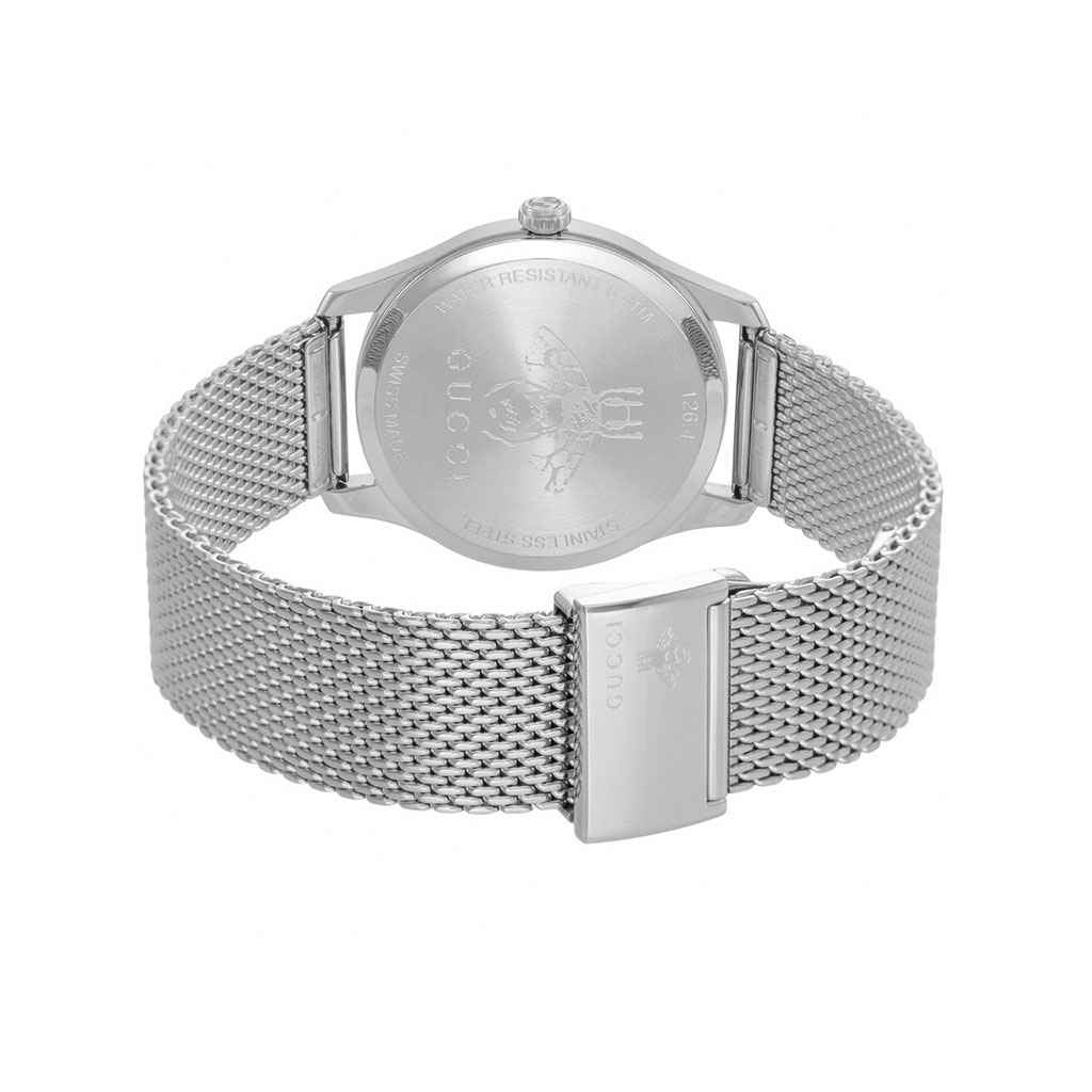  Shop Authentic Gucci G-Timeless Mother of Pearl Dial Silver Mesh Bracelet Watch For Women - YA126583 - Luxxuri