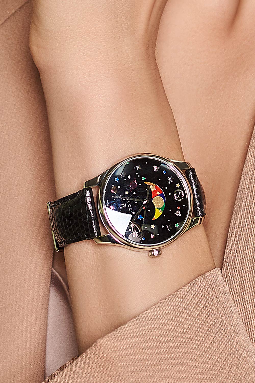  Shop Authentic Gucci G-Timeless Moonphase Black Dial Black Leather Strap Watch For Men - YA1264045 - Luxxuri