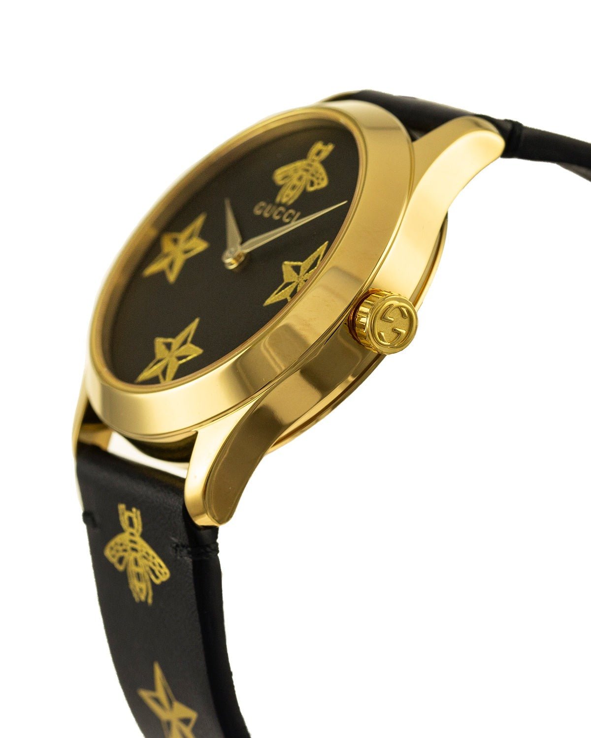  Shop Authentic Gucci G Timeless Bee Motif Black Dial Black Leather Strap Watch For Women - YA1264055 - Luxxuri