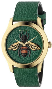  Shop Authentic Gucci G Timeless Bee Green Dial Green Leather Strap Watch For Women - YA1264065 - Luxxuri