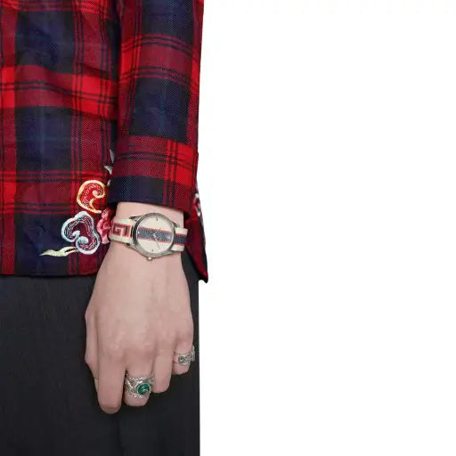  Shop Authentic Gucci G Timeless Quartz White Dial Two Tone NATO Strap Watch For Men - YA1264071 - Luxxuri