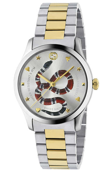  Shop Authentic Gucci G Timeless Quartz Stainless Steel Silver Dial 27mm Watch For Women - YA126591 - Luxxuri