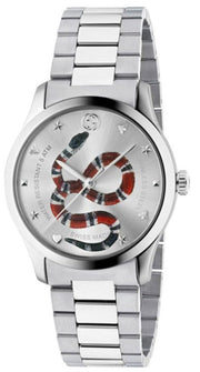  Shop Authentic Gucci G Timeless Silver Dial Silver Steel Strap Watch For Women - YA1264076 - Luxxuri