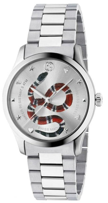  Shop Authentic Gucci G Timeless Silver Dial Silver Steel Strap Watch For Women - YA1264076 - Luxxuri