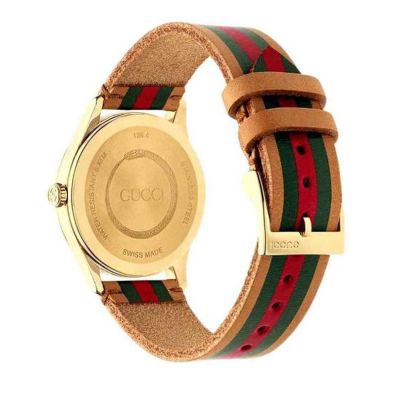  Shop Authentic Gucci G Timeless Quartz Brown Dial Brown Leather Strap Unisex Watch - YA1264077 - Luxxuri