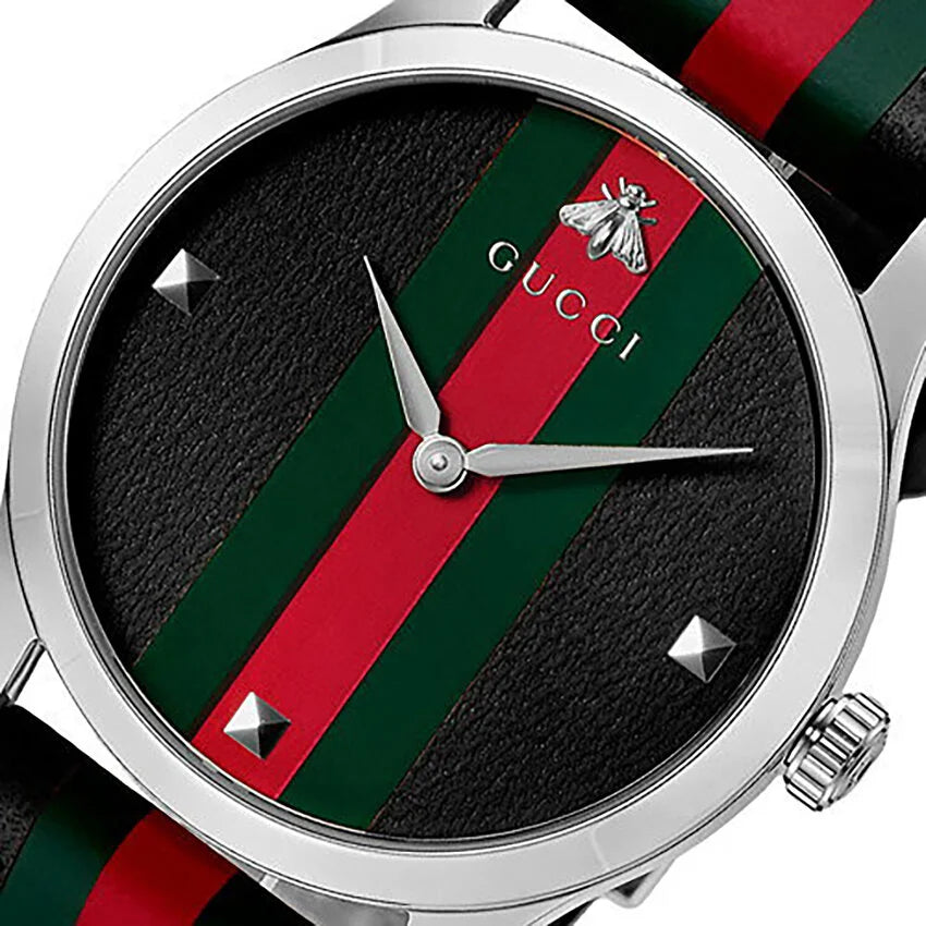  Shop Authentic Gucci G Timeless Quartz Black Dial Multicolored Black Leather Strap Watch For Men - YA1264079 - Luxxuri
