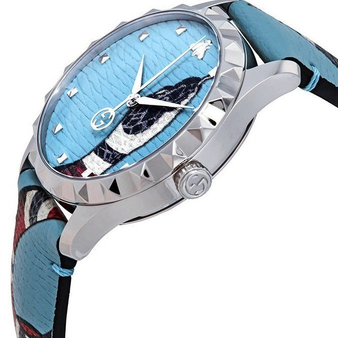  Shop Authentic Gucci G Timeless Quartz Blue Dial Blue Leather Strap Watch For Men - YA1264080 - Luxxuri