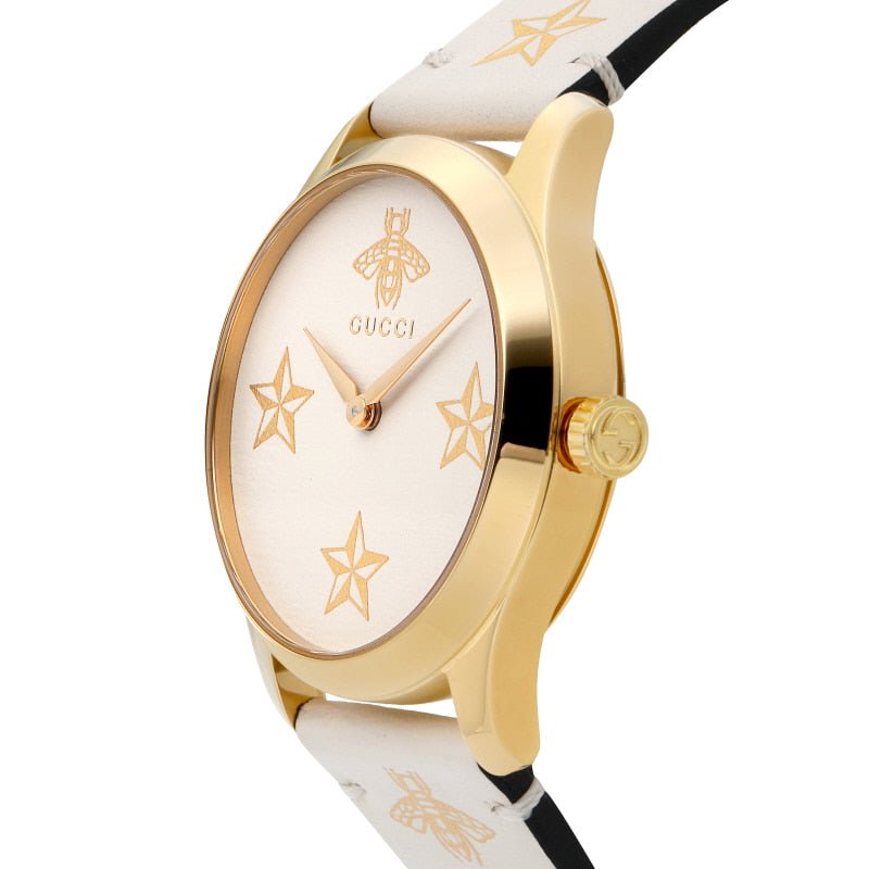  Shop Authentic Gucci G Timeless White Dial White Leather Strap Watch For Women - YA1264096 - Luxxuri