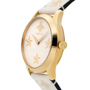  Shop Authentic Gucci G Timeless White Dial White Leather Strap Watch For Women - YA1264096 - Luxxuri