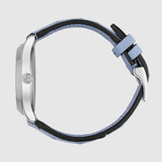  Shop Authentic Gucci G Timeless Automatic Mother of Pearl Dial Blue Leather Strap Watch For Women - YA1264113 - Luxxuri