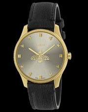  Shop Authentic Gucci G Timeless Quartz Silver Dial Black Leather Strap Watch For Women - YA1264181 - Luxxuri