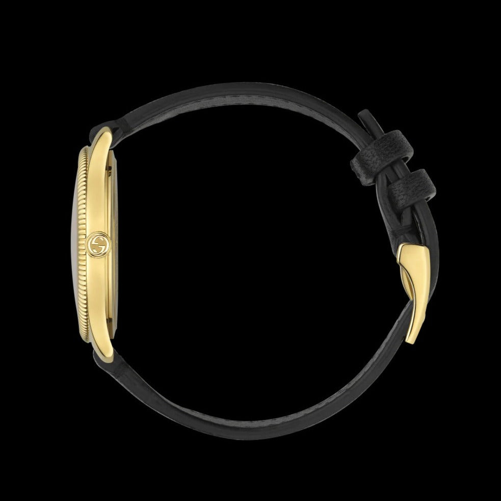  Shop Authentic Gucci G Timeless Quartz Silver Dial Black Leather Strap Watch For Women - YA1264181 - Luxxuri