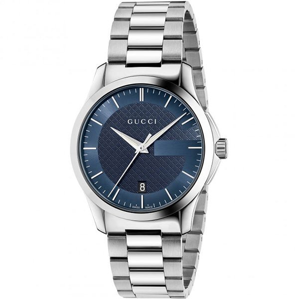  Shop Authentic Gucci G Timeless Blue Dial Silver Steel Strap Watch For Men - YA126440 - Luxxuri