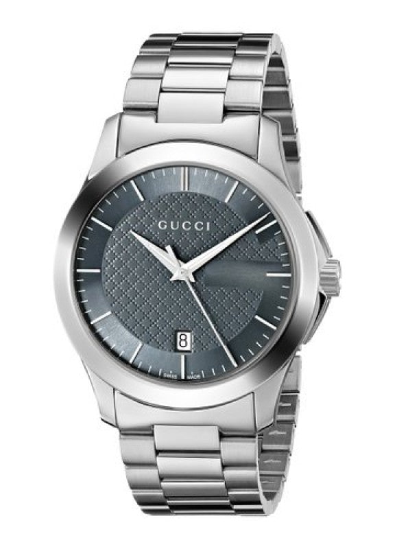  Shop Authentic Gucci G Timeless Grey Dial Silver Steel Strap Watch For Men - YA126441 - Luxxuri