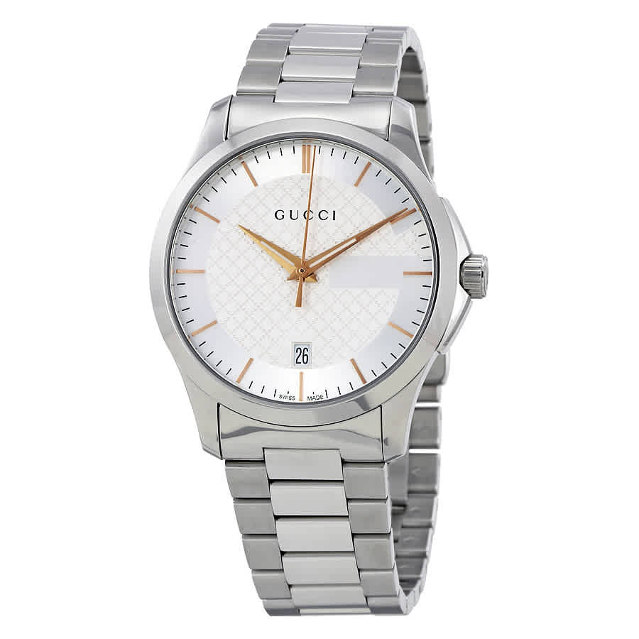  Shop Authentic Gucci G Timeless Silver Dial Silver Steel Strap Unisex Watch - YA126442 - Luxxuri