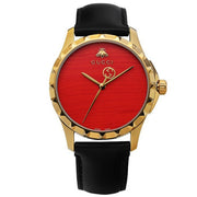  Shop Authentic Gucci G Timeless Coral Red Dial Black Leather Strap Watch For Men - YA126464 - Luxxuri