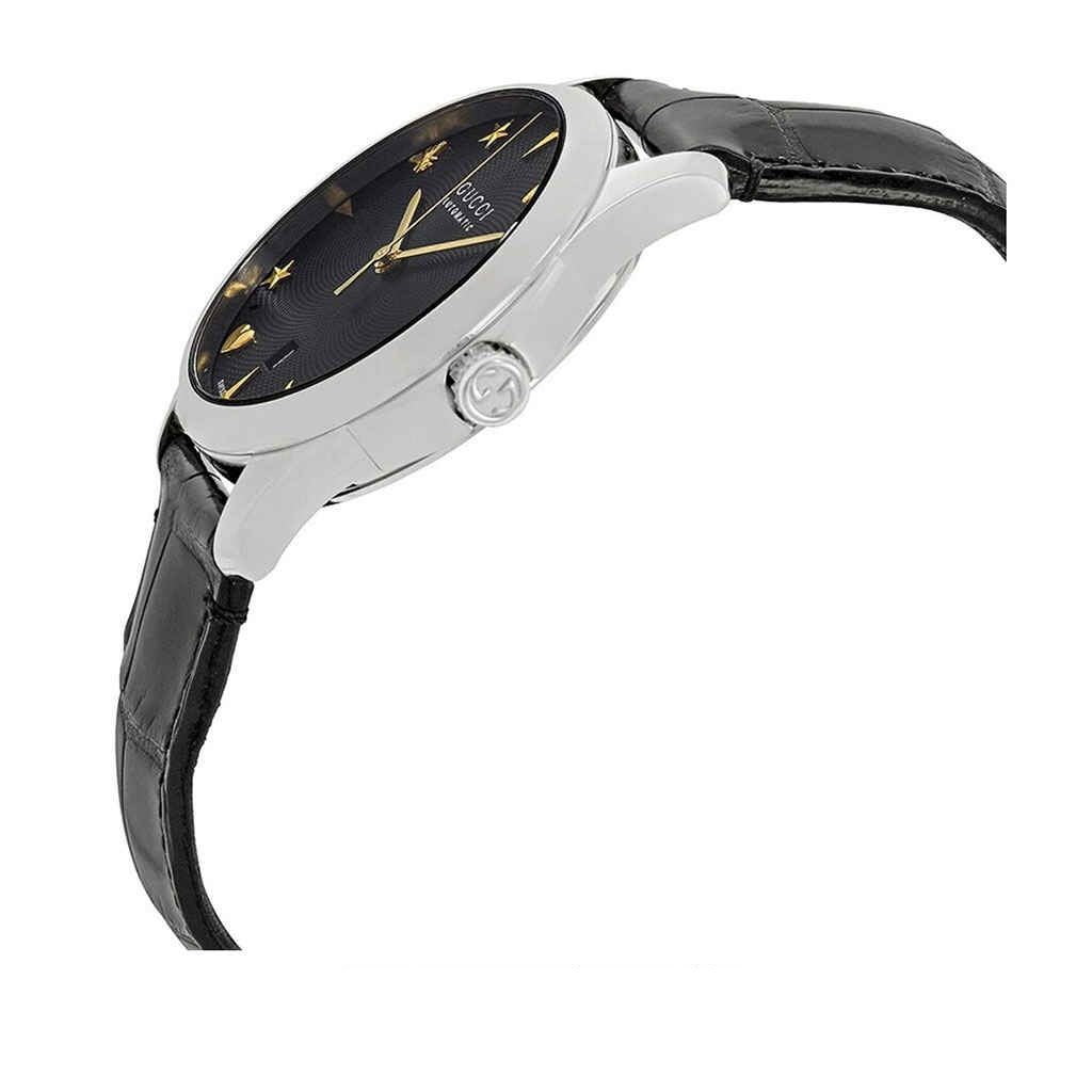  Shop Authentic Gucci G Timeless Automatic Black Dial Black Leather Strap Watch For Women - YA126469 - Luxxuri
