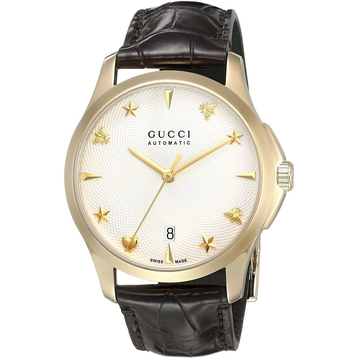  Shop Authentic Gucci G Timeless Silver Dial Brown Leather Strap Watch for Men - YA126470 - Luxxuri