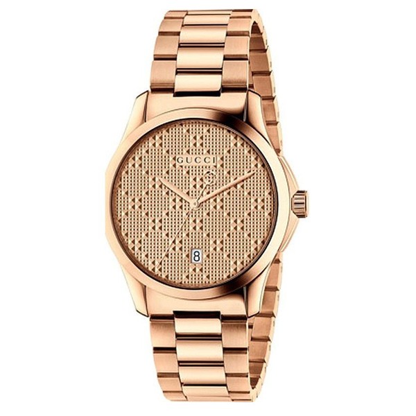  Shop Authentic Gucci G Timeless Quartz Gold Dial Gold Steel Strap Watch For Women - YA126482 - Luxxuri