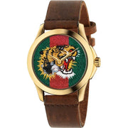  Shop Authentic Gucci Le Marche Des Merveilles Red & Green Dial Brown Leather Strap Unisex Watch - YA126497 - Luxxuri
