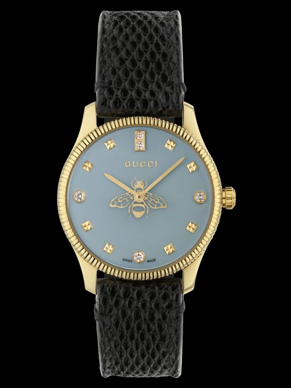  Shop Authentic Gucci G Timeless Quartz Blue Dial Black Leather Strap Watch For Men - YA1265018 - Luxxuri