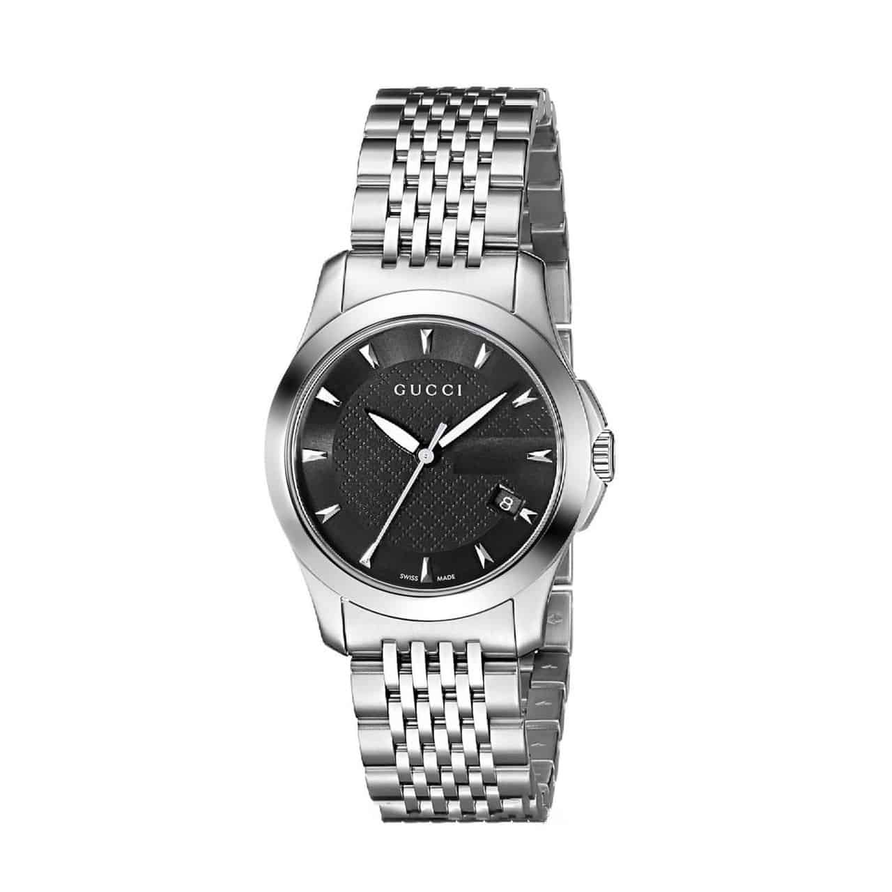  Shop Authentic Gucci G Timeless Black Dial Silver Steel Strap Watch For Women - YA126502 - Luxxuri