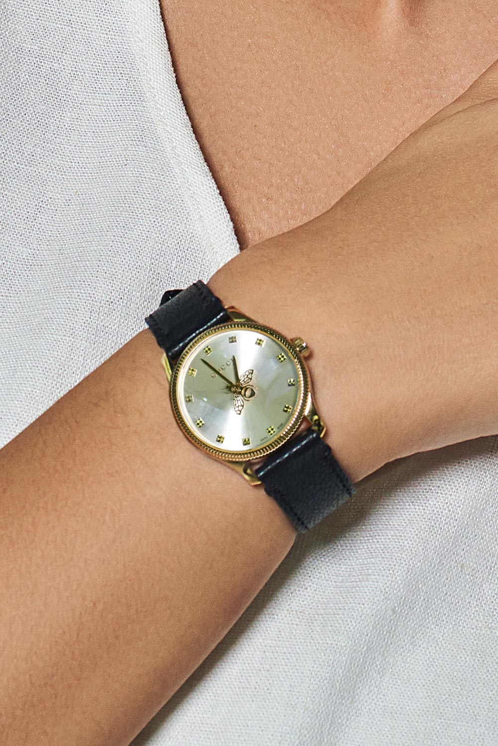  Shop Authentic Gucci G Timeless Quartz Silver Dial Black Leather Strap Watch For Women - YA1265023 - Luxxuri